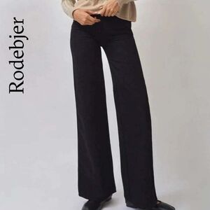 Sz 28 Rodebjer Hall Denim Black Women's High-Waisted Wide Leg Flare Jeans